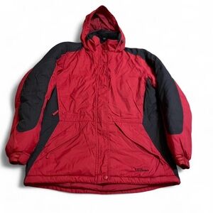 Vintage LL Bean Women's Red Lined Insulated Full-Zip Winter Jacket Size S
